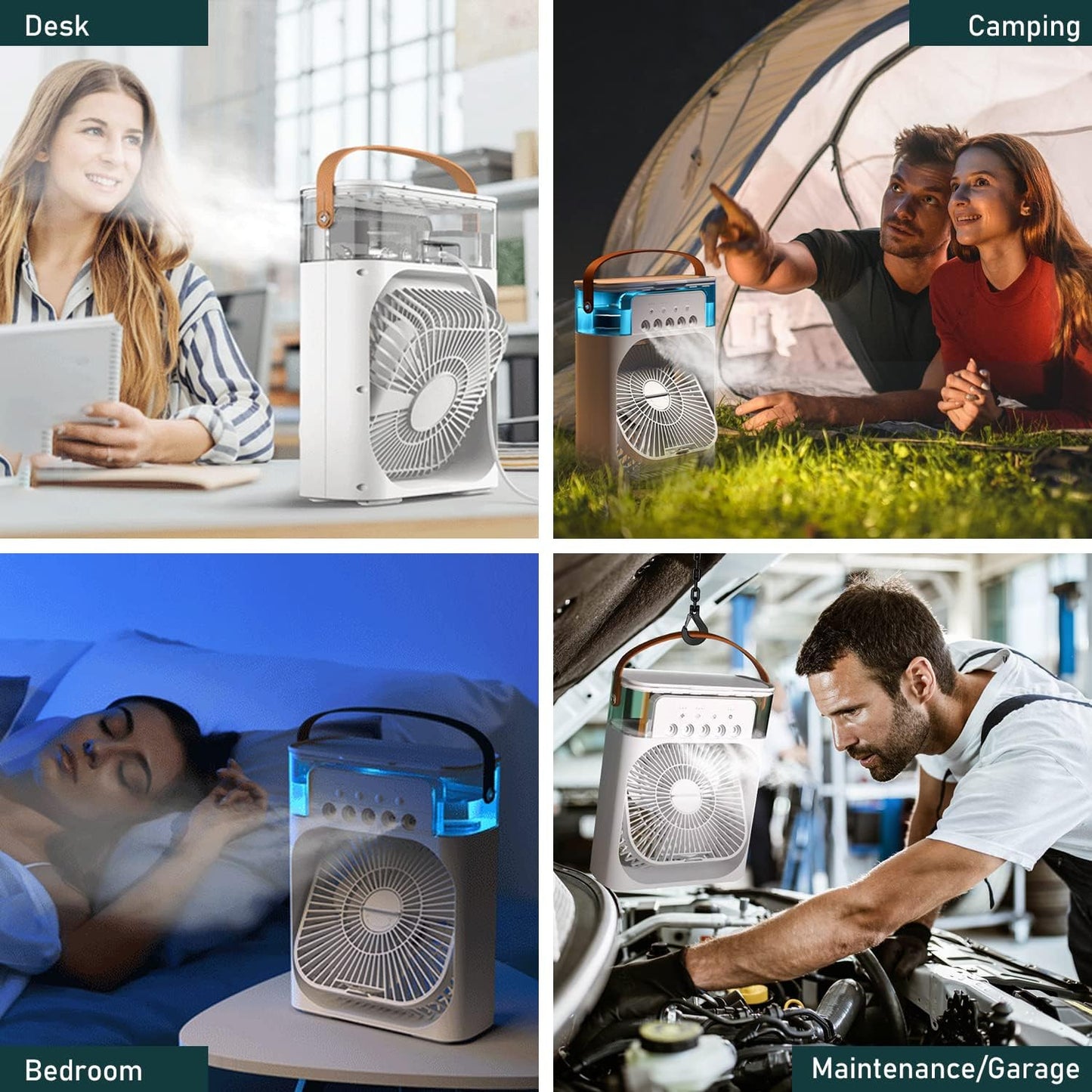 Portable Mini Air Conditioner Fan, USB Electric With Led Night Light, And Humidifier Function