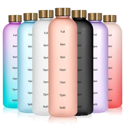 1l Motivational Water Bottle 32oz Reusable Plastic Drinking Bottle With Time Marker Leakproof Fashion Style Bottle For Travel