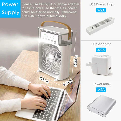 Portable Mini Air Conditioner Fan, USB Electric With Led Night Light, And Humidifier Function