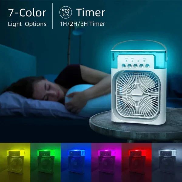 Portable Mini Air Conditioner Fan, USB Electric With Led Night Light, And Humidifier Function