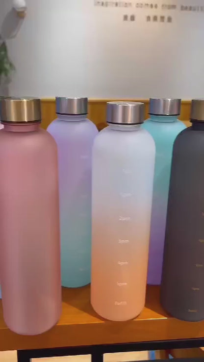 1l Motivational Water Bottle 32oz Reusable Plastic Drinking Bottle With Time Marker Leakproof Fashion Style Bottle For Travel